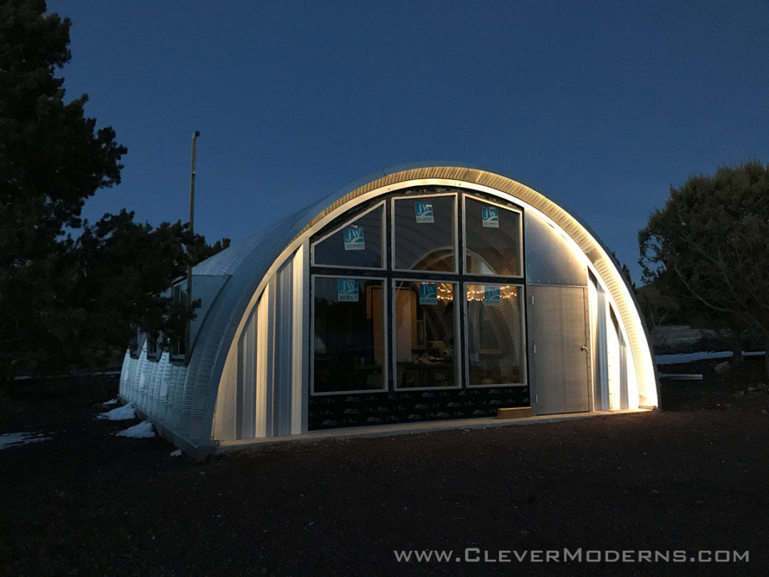 Headquarters Hut Exterior LED Lighting - Clever Moderns - Quonset Hut