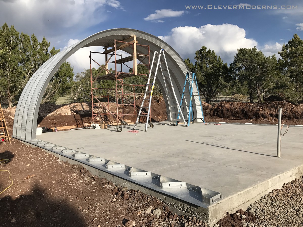 Clever Moderns Quonset hut house construction window installation