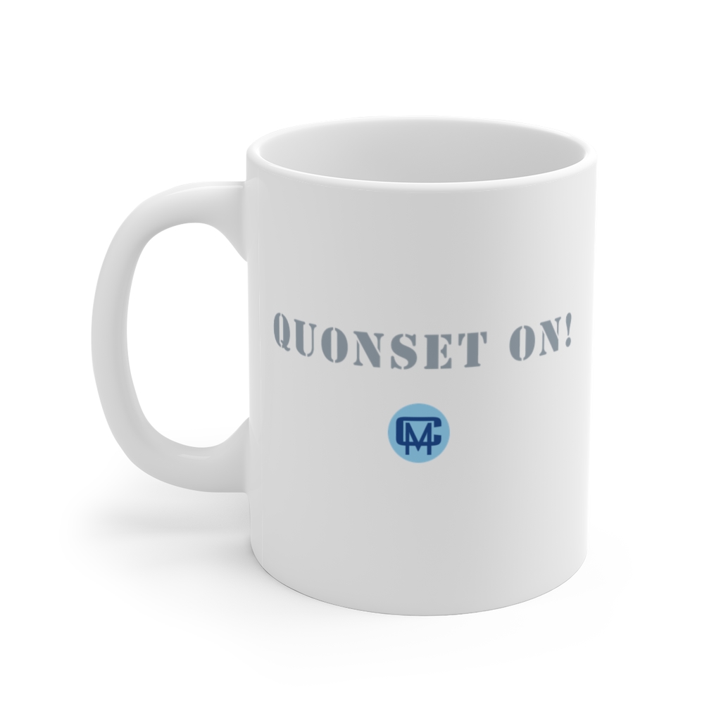 Quonset On! Two-sided Black & White Ceramic Mug - Clever Moderns